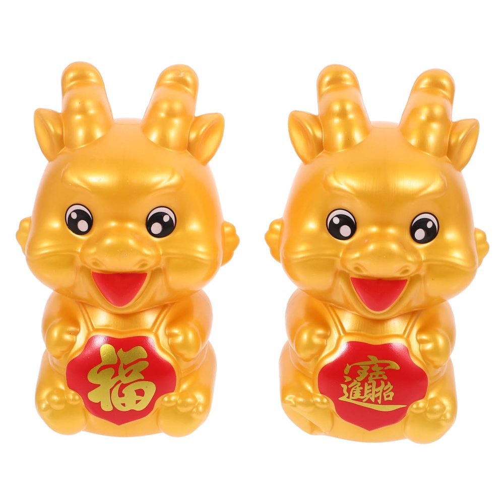 Abaodam 2pcs Dragon Piggy Bank Decorative Chinese Zodiac Coin Jar Year Money Saving Bank Adults Festive Dragon Statue for Home Office Decor