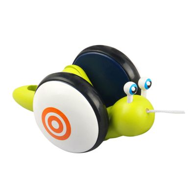 Abaodam Wooden Snail Shaped Drag Car Smooth Safe Surface Early Educational Walking Trainer for Stimulates Creativity and Motor Skills Development