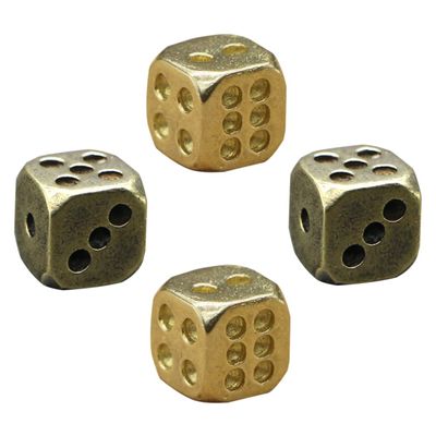 Abaodam 4Pcs Solid Brass Dice Nightclub Game Props Decorative Bar Supplies Heavy Weight Stylish Vintage Design for Ktv and Party Accessories Random Color