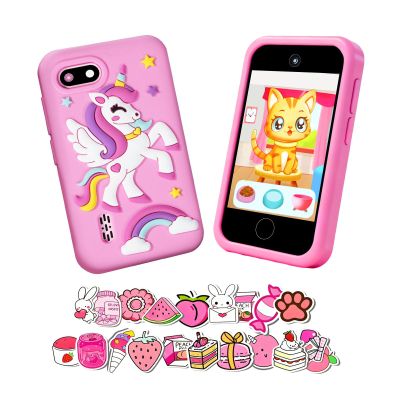 Upgraded Toddler Phone with Cute Stickers for Girl Gifts,2.8" Touchscreen Kids Smart Phone with HD Dual Camera/Game/Music Player/Learning/Habit Tracker,Toy Phone for Girls Ages 3-8, Pink