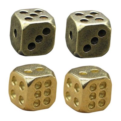 Abaodam 4Pcs Solid Brass Dice Decorative Game Props for Nightclub Bar Ktv Portable Household Dice Decor Accessories Random Color