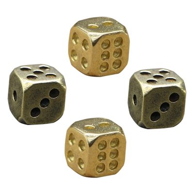 BRIGHTFUFU 4Pcs Solid Brass Dice Vintage Style Decorative Game Props for Nightclub Bar Ktv Party Entertainment and Home Ornament Random Color