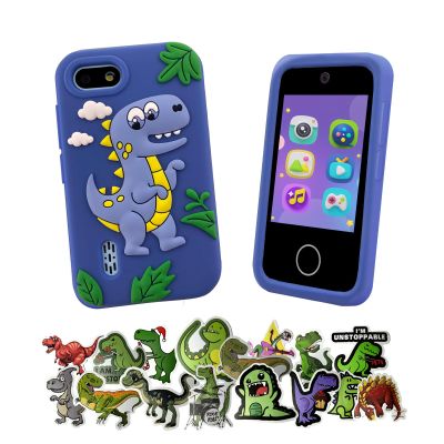 Kids Smart Phone for Birthday, Gimubaba Dinosaur Toy Phone Toddler Cell Phone Play Phone with 2.8" Touchscreen/Dual Camera/TF Card for Boys Age 3-8,for Playing Game/Music/Learning(Blue)