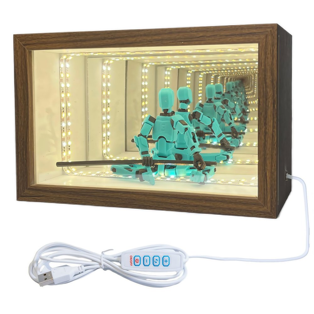 Anicoliryn Acrylic Display Case for Collectibles  Lighted Infinity Mirror Mini & Action Figure Cabinet