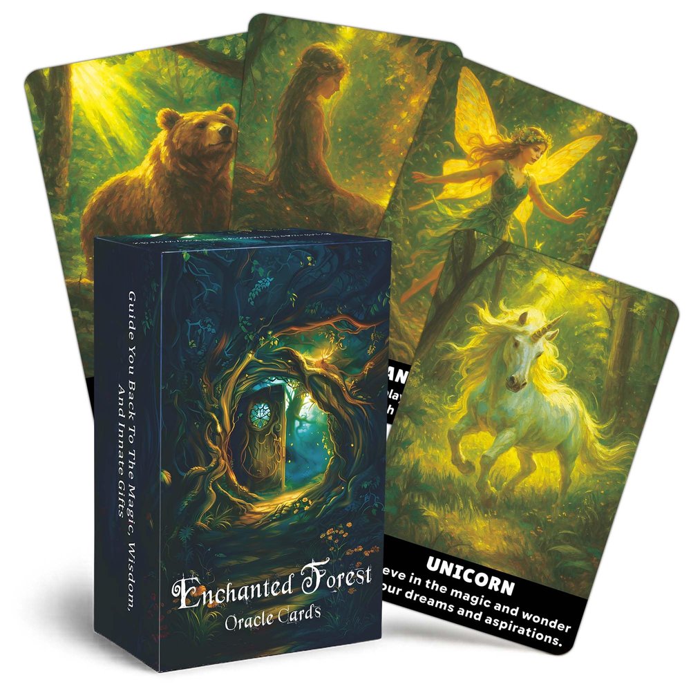 GZXINKE Enchanted Forest Oracle Deck, Oracle Cards for Beginners, Discover Mystical Wisdom and Nature's Secrets for Spiritual Guidance and Transformation