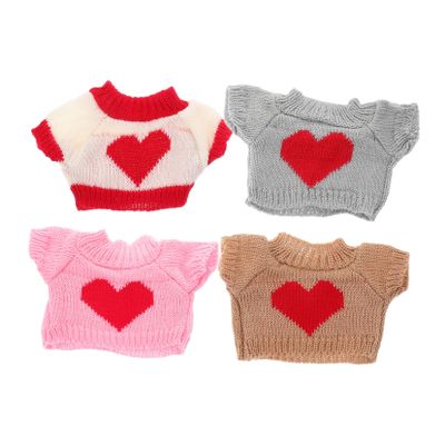 BESTonZON 4pcs Stuffed Bear Costumes Woolen Yarn Sweaters Soft Cozy Decorative Doll Outfits Easy to Wear Animal Clothing Accessories for Dolls