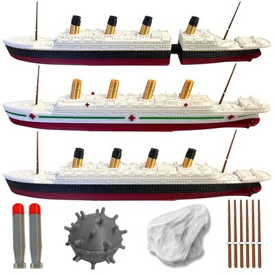 3-Pack Split Titanic Model Ship & Britannic & Olympic 1 Ft Long Assembled Titanic Toys For Kids, Historically Accurate Titanic Toy, Titanic Ship, Titanic Cake Topper, Titanic Break-Apart