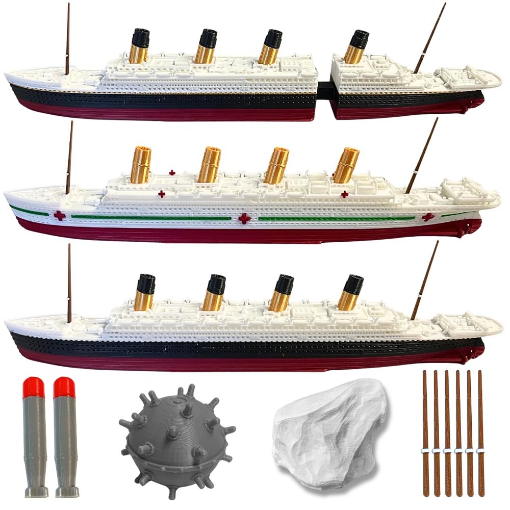 3-Pack Split Titanic Model Ship & Britannic & Olympic 1 Ft Long Assembled Titanic Toys For Kids, Historically Accurate Titanic Toy, Titanic Ship, Titanic Cake Topper, Titanic Break-Apart