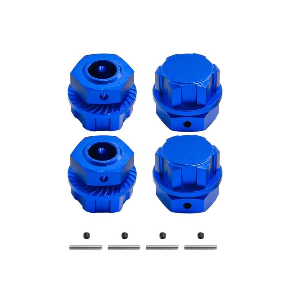 4pcs 24mm Metal Wheel Hex Hub Adapter Compatible with 1 5 Scale 8S RC Cars Upgrade Parts Fits Various Off Road Vehicle Models(Blue)