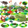 LCIMG Dinosaur Track Race Car Toys - Birthday Toys Gifts for 3 4 5 6 7 Year Old Boys Girls - Flexible Dinosaur Track Car Set with Light - Create a Dinosaur Adventure World view 1