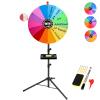 24-Inch Spinning Prize Wheel Spinner Game with Stand,Ajustable 34"-65" Height Spinning Wheel for Prizes,Upgraded DIY Roulette Wheel of Fortune,14 Colors,Additional 10 Boards are Included view 1