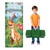Toddler Nap Mat Kids Sleeping Bag 5924, Soft Slumber Bag with Removable Pillow for Kids Girls Boys,Roll Up Sleeping Mat Lightweight for Camping,Daycare, Kindergarden,Dinosaur view 1