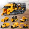 Aukdin Toddler Construction Truck Vehicle Toy Set for 3 4 5 6 Years Old Boys with Play Mat, Die-Cast Car Carrier Truck for Kids Boys Girls Birthday Party Gifts view 1