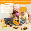 Aukdin Toddler Construction Truck Vehicle Toy Set for 3 4 5 6 Years Old Boys with Play Mat, Die-Cast Car Carrier Truck for Kids Boys Girls Birthday Party Gifts view 4