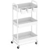 ACCSTORE 3-Tier Baby Diaper Caddy Organizer Cart with Locking Wheels & Hanging Cups - Rolling Storage Cart for Nursery, Changing Table, Baby Essentials, White view 1