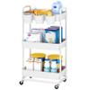 ACCSTORE 3-Tier Baby Diaper Caddy Organizer Cart with Locking Wheels & Hanging Cups - Rolling Storage Cart for Nursery, Changing Table, Baby Essentials, White view 2