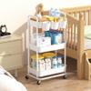 ACCSTORE 3-Tier Baby Diaper Caddy Organizer Cart with Locking Wheels & Hanging Cups - Rolling Storage Cart for Nursery, Changing Table, Baby Essentials, White view 3