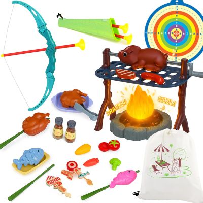 KidzAdventure Kids Camping Toys: Pretend Campfire/BBQ Grill Toys & Bow and Arrow Game Set - Perfect Kids Camping Set for Outdoor Play, Christmas, Holiday N Birthday Gifts
