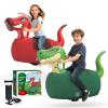 POVYRE Kids Boys Outdoor Toys, 2 PCS Giant Inflatable Dinosaur Bull Toys Bouncy Hopper with Pump, Ride-on Jumping Animal for Indoor Outdoor Play, 220 lbs Capacity, Gift for Ages 5+ view 1