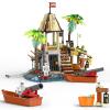 Audaxly Pirate Building Kit - Skeleton Island Set with Hanging Skull, Secret Prison, Movable Cannon Boat & Fish, Barrel, Parrot, Birthday Gifts for Family Pirate Adventures, for Boys Aged 8+, 533 PCS view 1