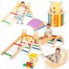 MEH Brands 8-in-1 Pikler Triangle Playset  Indoor Toddler Climber & Playground for Kids with Triangle, Arch and Rope Ladder  Rainbow view 1