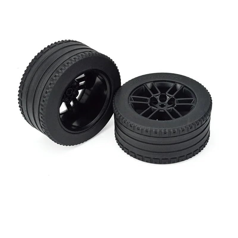 2Pcs High-Tech Building Blocks Wheel Racing Car Parts - Compatible with 56907 15038 - Durable DIY Toy Truck Accessories