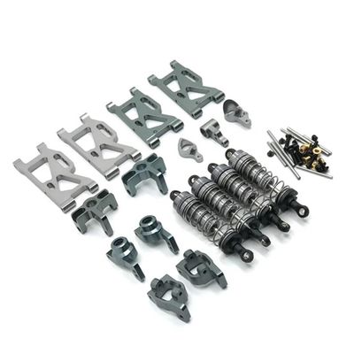 7 Piece Metal Upgrade Swing Arm Hydraulic Shock Steering Cup Set for RC Cars Compatible with 144010 144001 144002 124017 124019 Models(Dark Grey)