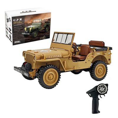 1/14 RC Mini Off-Road Truck Model, 2.4G U.S. Willys Simulation Off-Road Car Model with Dual-Speed Switching (RTR Version)