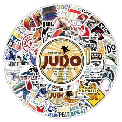 100 Pcs Judo Stickers, 1.18-2.2 Inch Martial Arts Stickers, Waterproof Vinyl Judo Sticker for Water Bottles, Laptops, Scrapbooks, Martial Arts Party Favors & DIY Decor