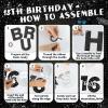 16th Birthday Party Supplies, Black 16th Birthdays Decorations for Boys and Girls Include 16th Birthday Cake Topper, Bruh I'm 16 Banner, Background, Balloons, Happy 16 Year Old Birthday Decorations view 3