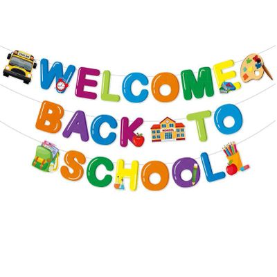 1 Set Back to School Banner, First Day of School Sign with Welcome Sign, Back to Kindergarten Decorations for Classroom Party