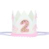 2nd Birthday Crown, Pink and White 2 Hat Bow Crown Second Two Years Old Celebration Headwear for Girls Party Accessory view 1
