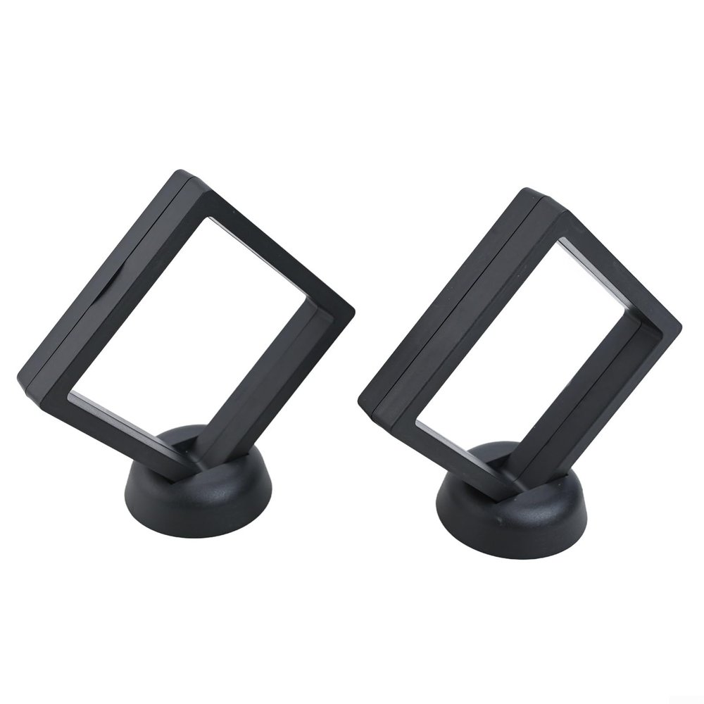 3D Floating Coin Display Frame Collection Holder Box Case Stand Black 90x90mm Transparent Plastic Numismatic Display Medallion Showcase 2 Pack