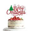 Dxsdgetue Merry Christmas Cake Topper, Red glitter Xmas Holiday Cake Decorations, for Winter, Santa, Happy New Year Party, Christmas Theme Gingerbread Man Party Cake Decorations view 1