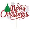 Dxsdgetue Merry Christmas Cake Topper, Red glitter Xmas Holiday Cake Decorations, for Winter, Santa, Happy New Year Party, Christmas Theme Gingerbread Man Party Cake Decorations view 3