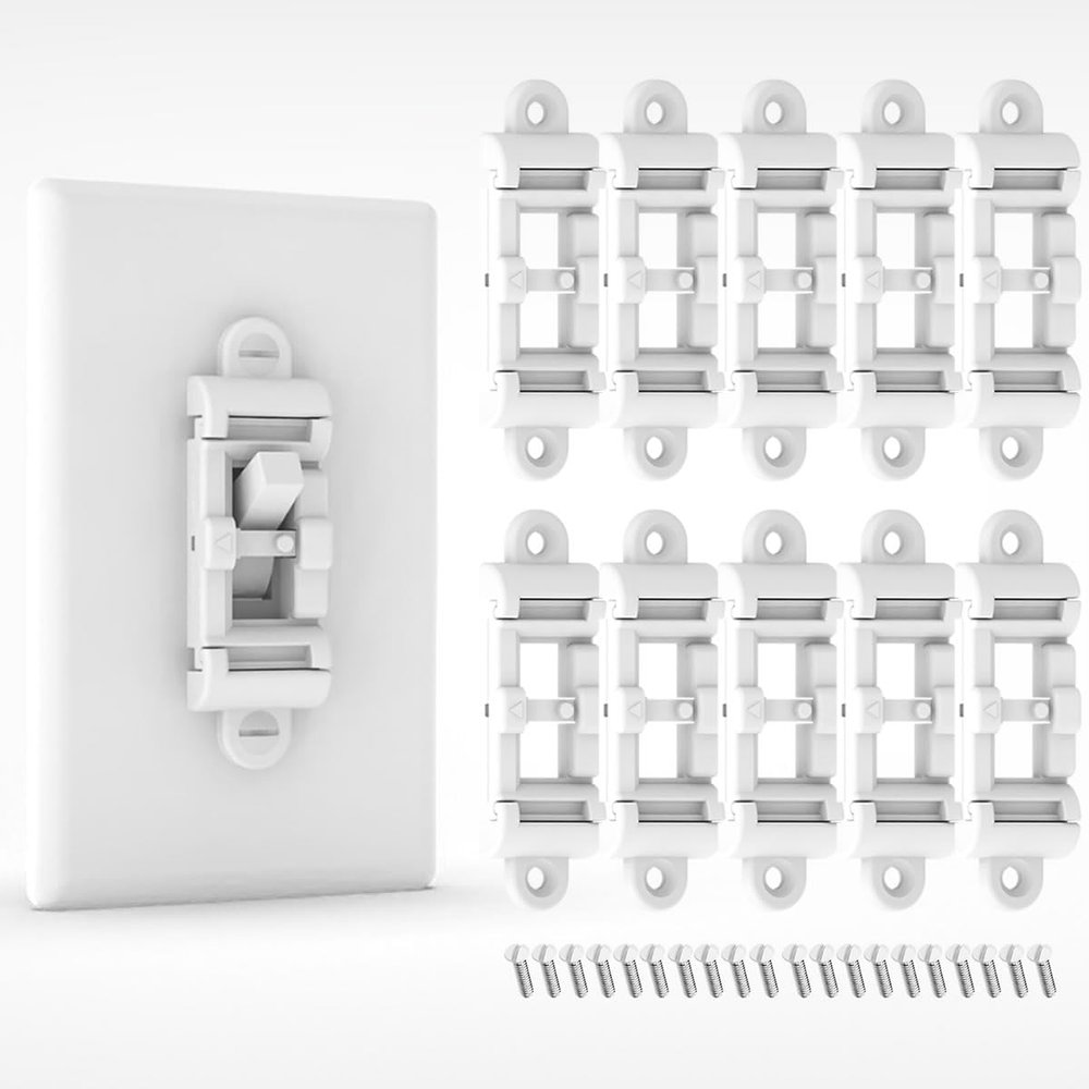 Child Proof Light Switch Cover Guard 10 Pack - Unbreakable Toggle Switch Protector for Kids Safety, Smart Home & Security, 24/7 Protection,White