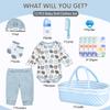 12 Pcs Set Reborn Baby Dolls Clothes with Blue Dot Bassinet for 17-22 Inch Reborn Baby Dolls,Bear Realistic Babydoll Accessories Outfit fit Newborn Babydoll Girl, Children Pretend Play Set view 2