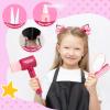 GAGAKU Kids Pretend Play Hair Salon Set, Pink, 36 Piece Beauty Styling Accessories Kit with Toy Dryer, Scissors, Combs for Girls view 3