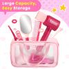 GAGAKU Kids Pretend Play Hair Salon Set, Pink, 36 Piece Beauty Styling Accessories Kit with Toy Dryer, Scissors, Combs for Girls view 4