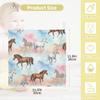 CUPADA 3 Pack Baby Washcloths Muslin Face Towels Horses Running on Colorful Absorbent Soft Burp Wipe Towel Wash Wipes Infant Newborn Washcloth view 2