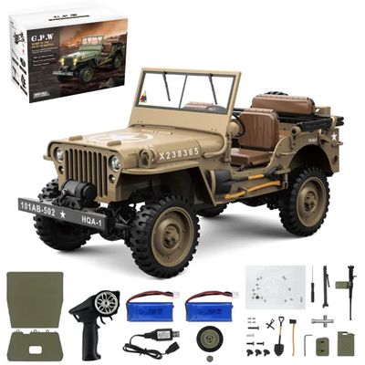 funnyndiy HG4-58 Military Alloy RC Truck, 2.4G 2-Speed Off-Road Vehicle with Protective Functions, All Terrain Climbing Car for Adults