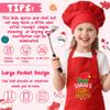 R HORSE Kid Apron and Chef Hat Set - 2Pcs Xmas Red Santas Little Helper Adjustable Children Kitchen Toddler Apron with Pockets Pretend Play Toy for Kid Cooking Baking Painting view 3