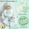 13 Pcs Reborn Baby Doll Clothes Boy Green Outfits Accessories for 17-22 Inch Reborn Doll Clothes Newborn Baby Accessories Set with Avocado Backpack view 3
