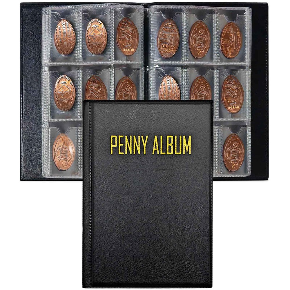 108 Pockets Pressed Penny Collecting Album Book, Portable Smashed Pressed Penny Album Book Holder for Collectors, Suitable for Work or Travel