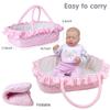 12 Pcs Reborn Baby Doll Clothes Accessories with Bassinet for 17-22 inch Newborn Babydolls Girl Reborn Dolls Accessories Pink Outfit Gift Set view 4
