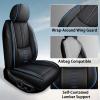 SOUIPA Car Seat Covers 2 Seats Fit for Lincoln MKS 2009-2019,Waterproof Leather Seat Covers,Airbag Compatible,Car Seat Protectors Interior Sets(Front Set,Black&Blue) view 4