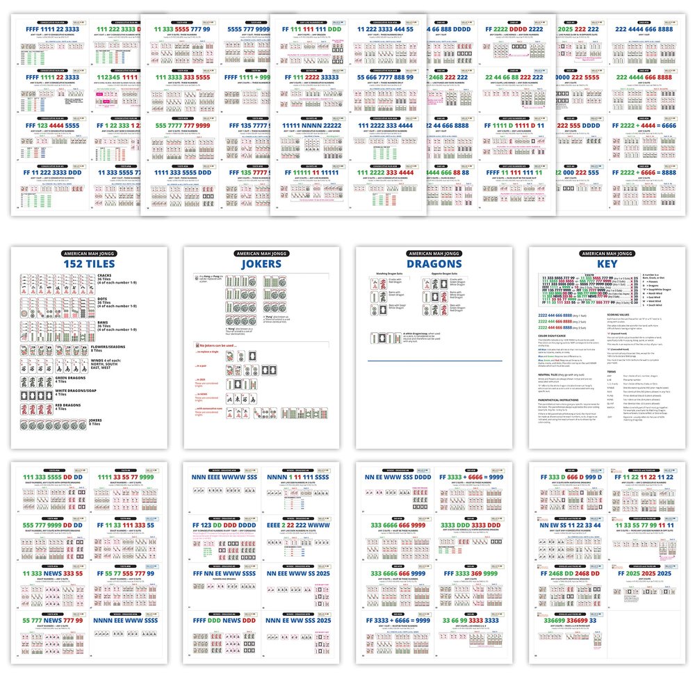 bqw Mah Jongg Learning Cards, Visual Reference Guide 2025 Edition, 71 Cards, Mah Jongg Cheat Sheet Learning Aid