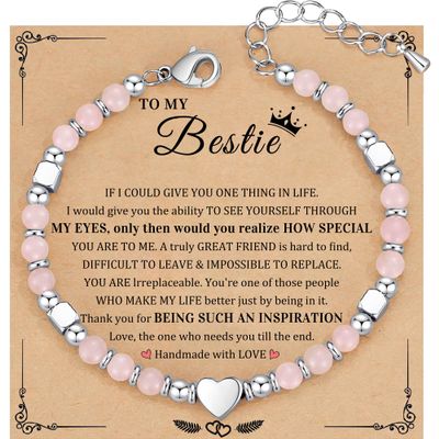 Btysun Best Friend Bracelet, Bestie Gifts for Women Stocking Stuffers for Sister Beaded Bracelets for Women Adjustable Gemstone Bracelet Christmas Jewelry