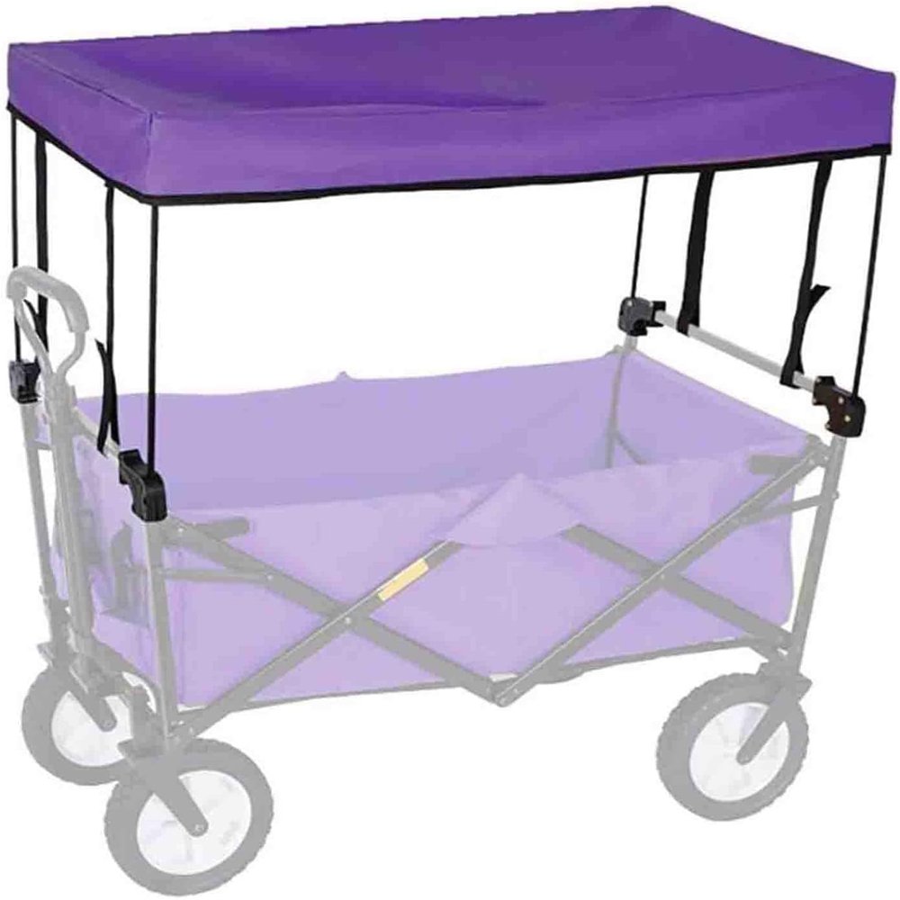 Folding Wagon Cart Canopy Canopy Cart Outdoor Folding Stroller Accessory Push Pull Wagon Cover for Garden Beach, Purple