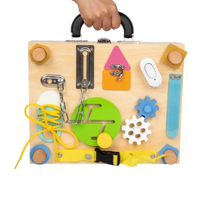 14-in-1 Montessori Play Kit for Toddlers Ages 3+, Wooden & Felt Busy BoardCalendar, Weather, Clock, Life Skills, Magnetic Matching Game, Learning Activities Cards with Puzzle, Travel Sensory Toys